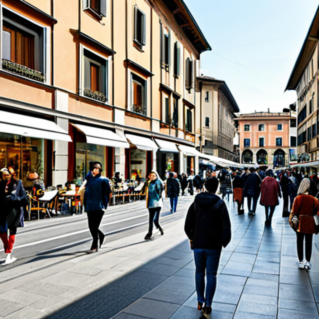 **

"A modern cityscape in Milan, Italy, showcasing contemporary architecture with a mix of residential and commercial buildings. Focus on the revitalization of an urban area. In the foreground, a diverse group of people are enjoying a pedestrian zone with shops and cafes.  Fully clothed, appropriate attire, safe for work, professional architecture photography, perfect anatomy, natural proportions, daytime setting, high quality, Italian flair."

**