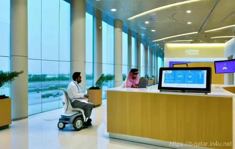 카타르 의료 서비스 - **Prompt: State-of-the-Art Public Healthcare in Qatar**
    "A bright, modern hospital reception are...
