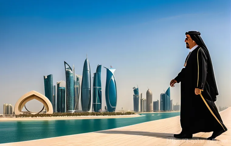 카타르와 이스라엘의 관계 - **Diplomatic Tightrope Walker in Doha:**
    A highly detailed, realistic, and artistic image depict...