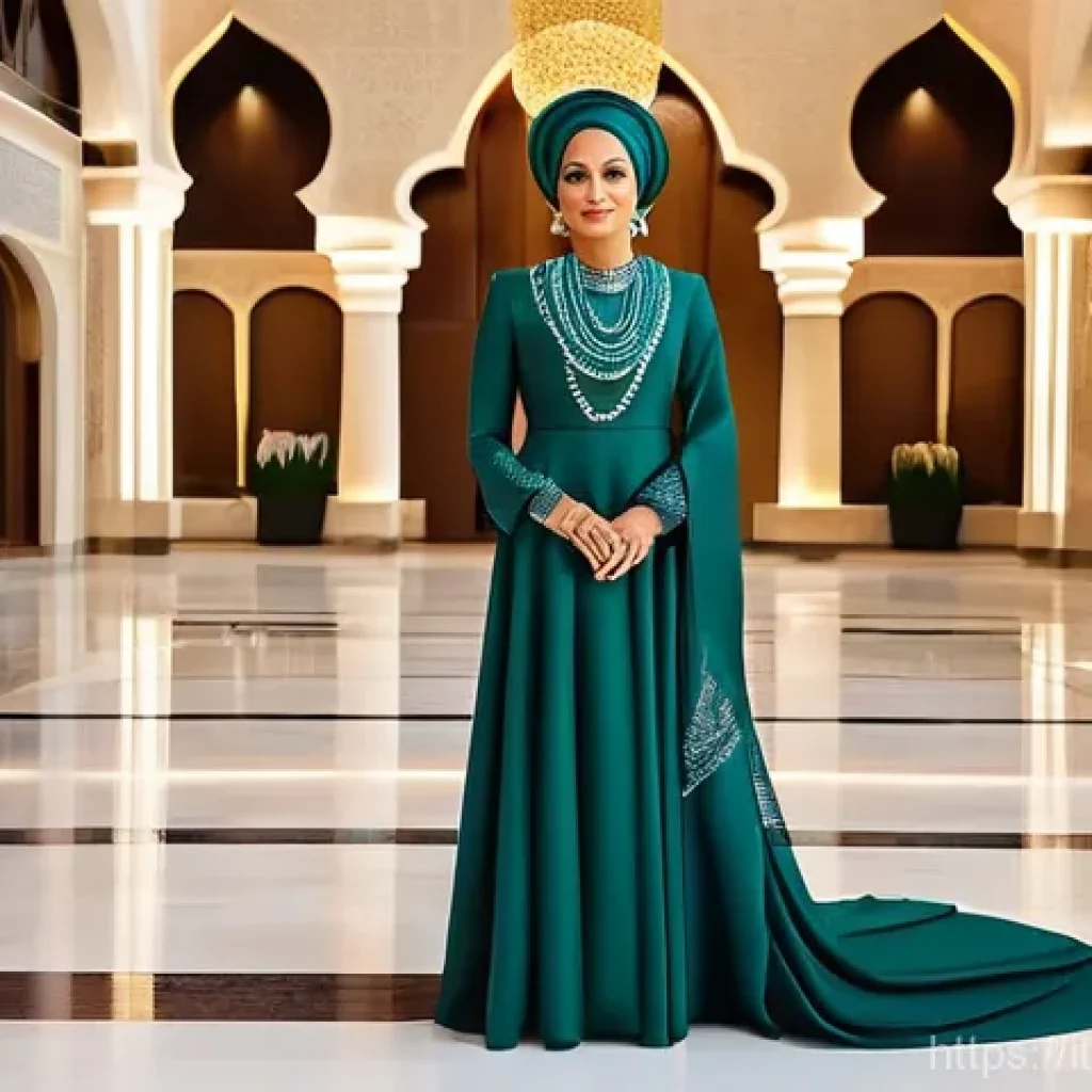 셰이크 모자 빈트 나세르 - **Prompt:** A full-length, realistic photograph of Sheikha Moza bint Nasser, embodying visionary lea...
