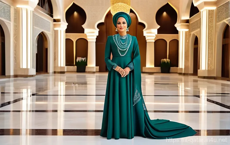 셰이크 모자 빈트 나세르 - **Prompt:** A full-length, realistic photograph of Sheikha Moza bint Nasser, embodying visionary lea...