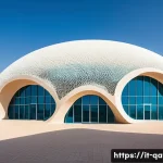 카타르 국립 박물관 - A breathtaking architectural exterior of the Desert Rose Museum in Qatar, showcasing its unique crys...